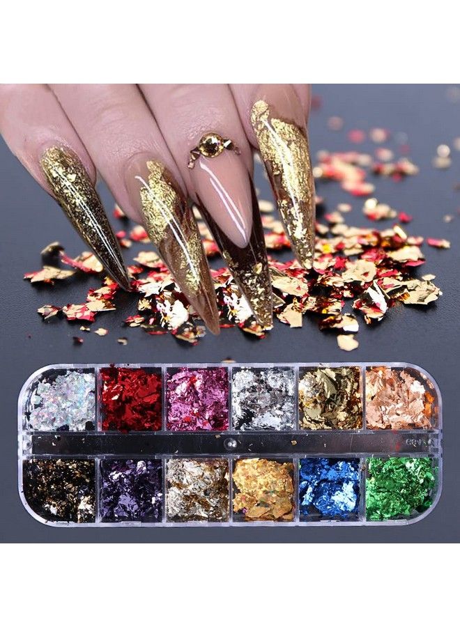 Nail Art Palette Foil Flakes Shredded Paper Foil Irregular Foil For Holographic Diy Nail Art Accessories For Manicure