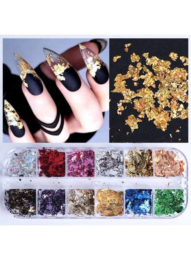 Nail Art Palette Foil Flakes Shredded Paper Foil Irregular Foil For Holographic Diy Nail Art Accessories For Manicure