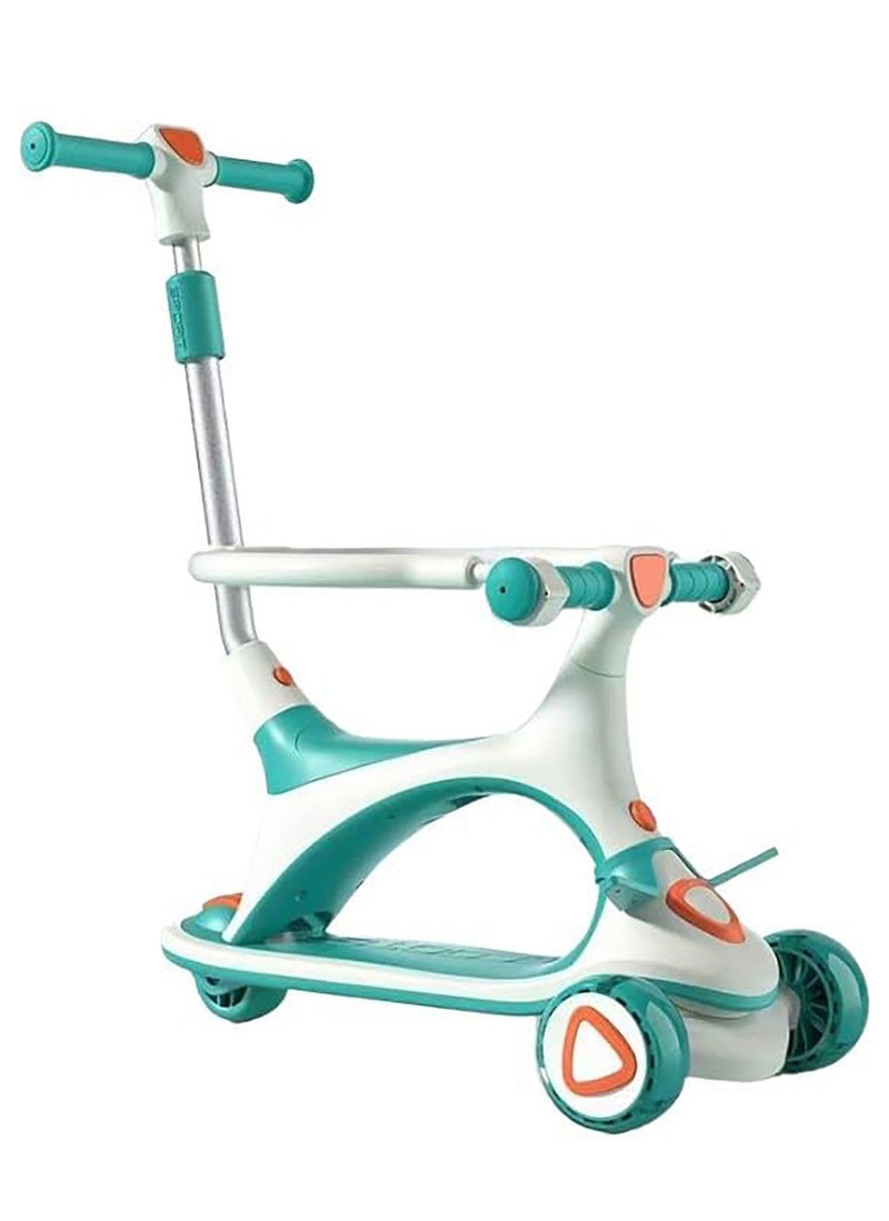Top Gear 4 in 1 Scooter TG 688 Stroller and Buggy with Push Handle and PU Lighting Wheels with Leather Cover for Kids - Green