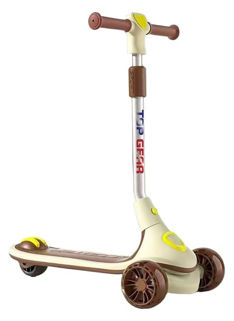 Top Gear Rideon Kids Scooter TG 680 with Foldable & Height Adjustable Handle and with LED PU Wheels & Rear Brake - Brown