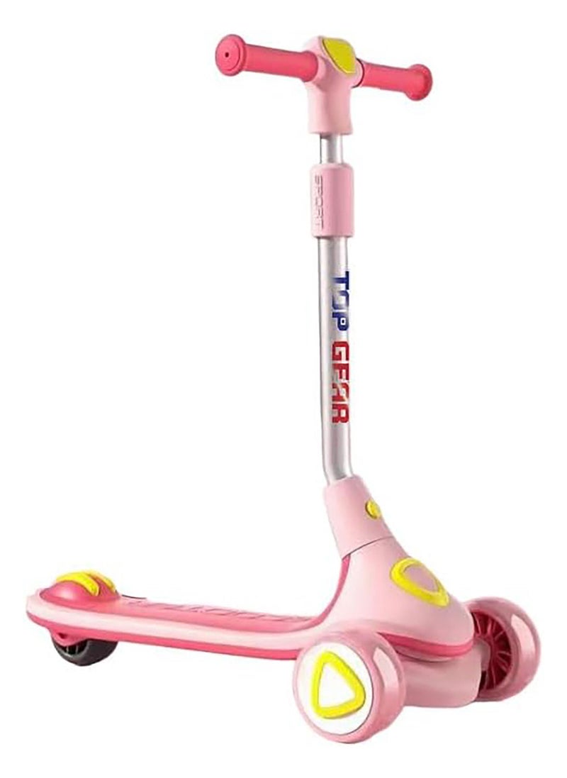 Top Gear Rideon Kids Scooter TG 680 with Foldable & Height Adjustable Handle and with LED PU Wheels & Rear Brake - Pink