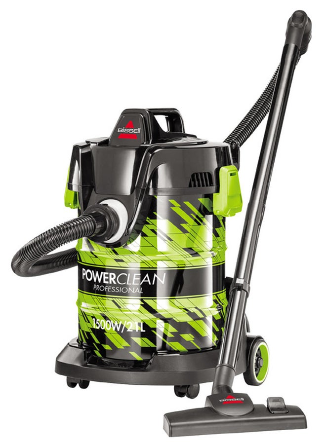 Drum PowerClean 1500W Wet & Dry Vacuum Cleaner: Powerful Cleaning Performance for Carpets and Hard Surfaces 21 L 1500 W 2026E Black/Green/Grey