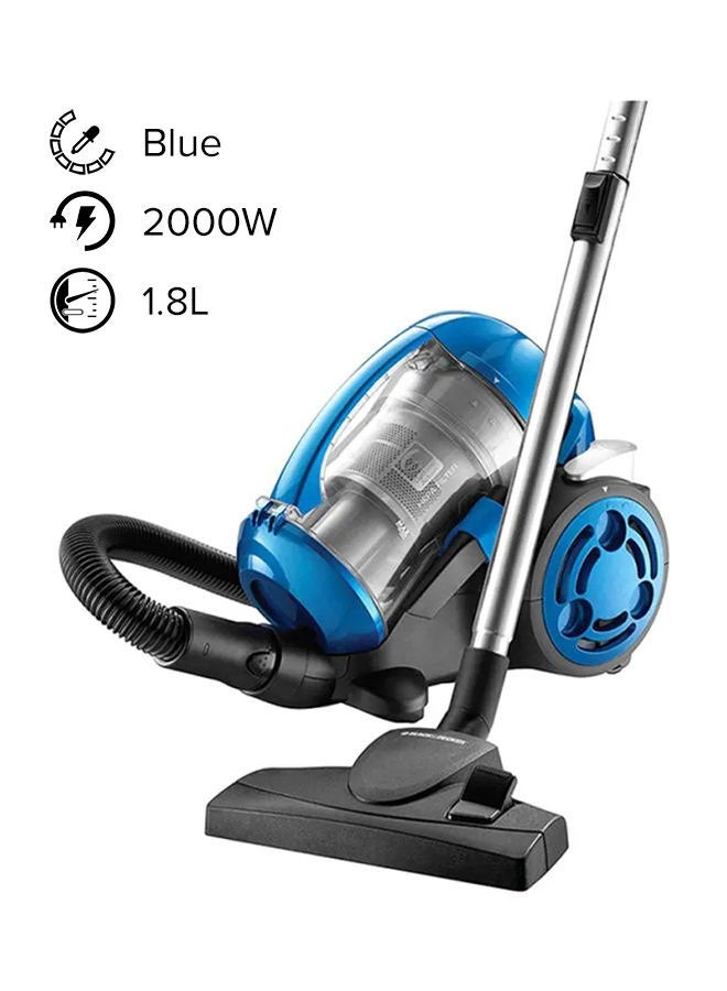 Bagless Cyclonic Vacuum Cleaner with 6 Stage Filteration and HEPA Filter 1.8 L 2000 W VM2825-B5 Blue