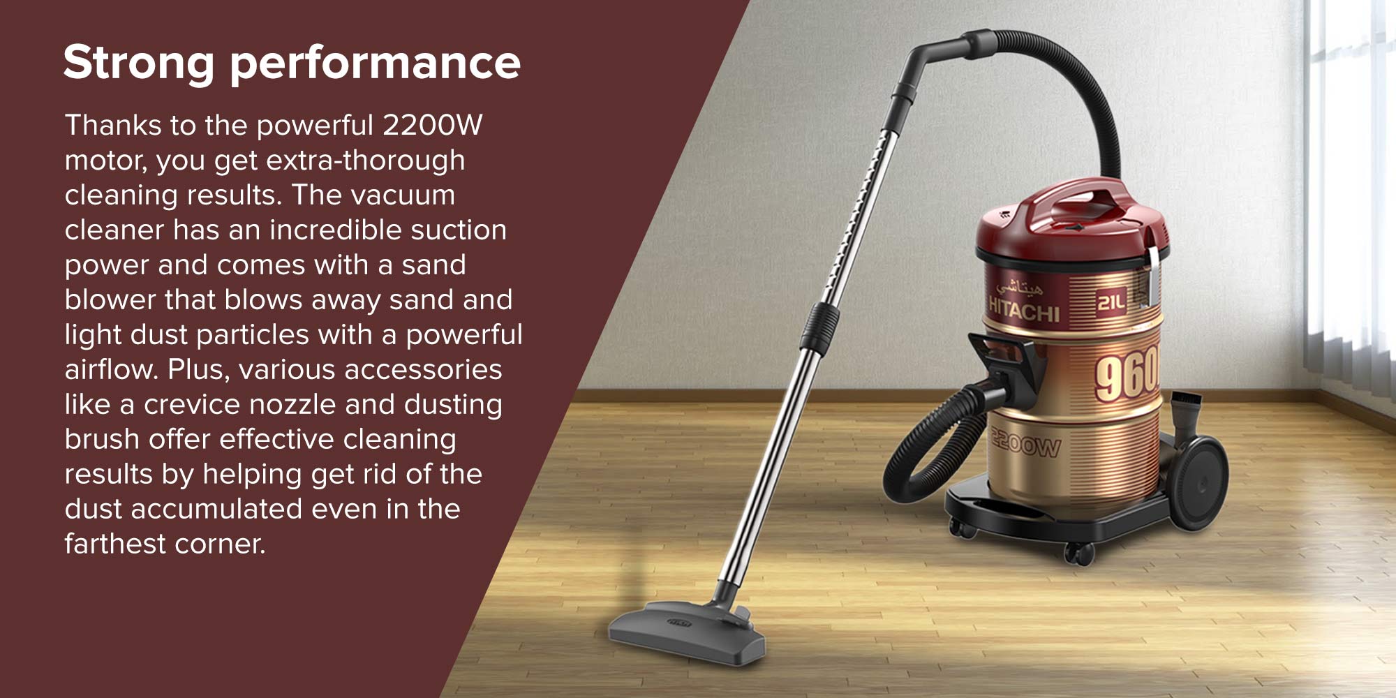 Canister Vacuum Cleaner 2200W 21 L 2200 W CV-960F SS220 Wine Red