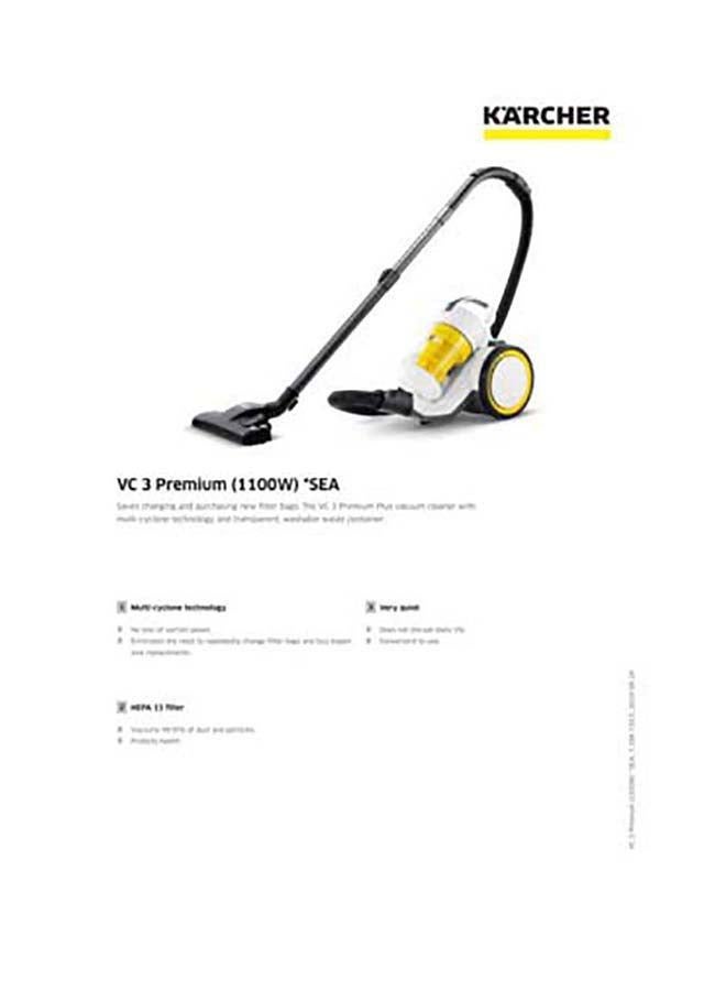 VC 3 Premium Plus Sea Vacuum Cleaner 1100 W 11981330 White/Yellow/Black