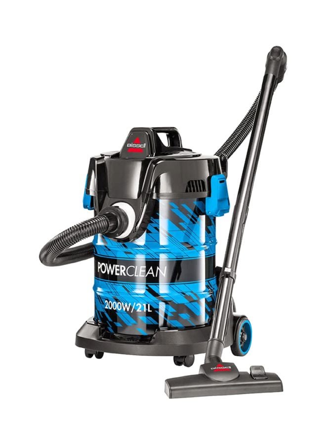Drum PowerClean 2000W Dry 21L Vacuum Cleaner: Powerful Suction, High Capacity Tank, Onboard Storage, Enhanced Maneuverability - Ideal for Dry Messes on Floors and Off-Floor Cleaning 21 L 2000 W 2027E Blue/Black