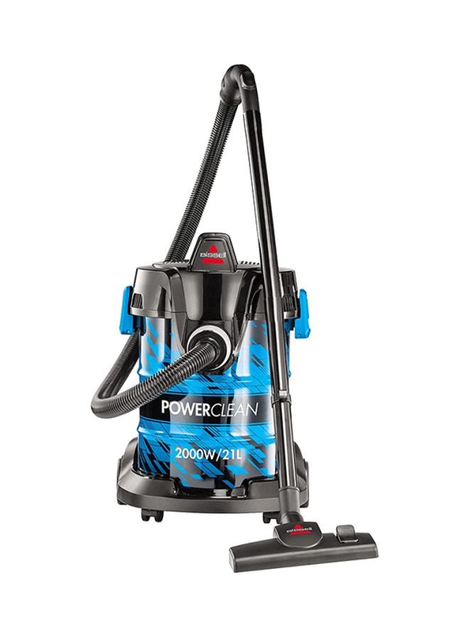 Drum PowerClean 2000W Dry 21L Vacuum Cleaner: Powerful Suction, High Capacity Tank, Onboard Storage, Enhanced Maneuverability - Ideal for Dry Messes on Floors and Off-Floor Cleaning 21 L 2000 W 2027E Blue/Black