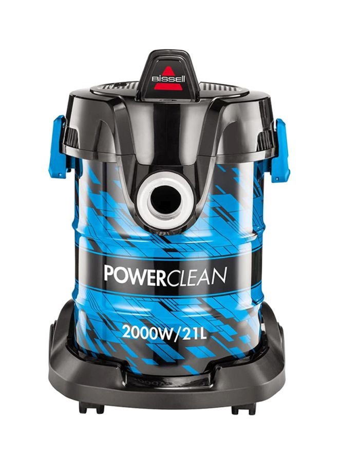 Drum PowerClean 2000W Dry 21L Vacuum Cleaner: Powerful Suction, High Capacity Tank, Onboard Storage, Enhanced Maneuverability - Ideal for Dry Messes on Floors and Off-Floor Cleaning 21 L 2000 W 2027E Blue/Black