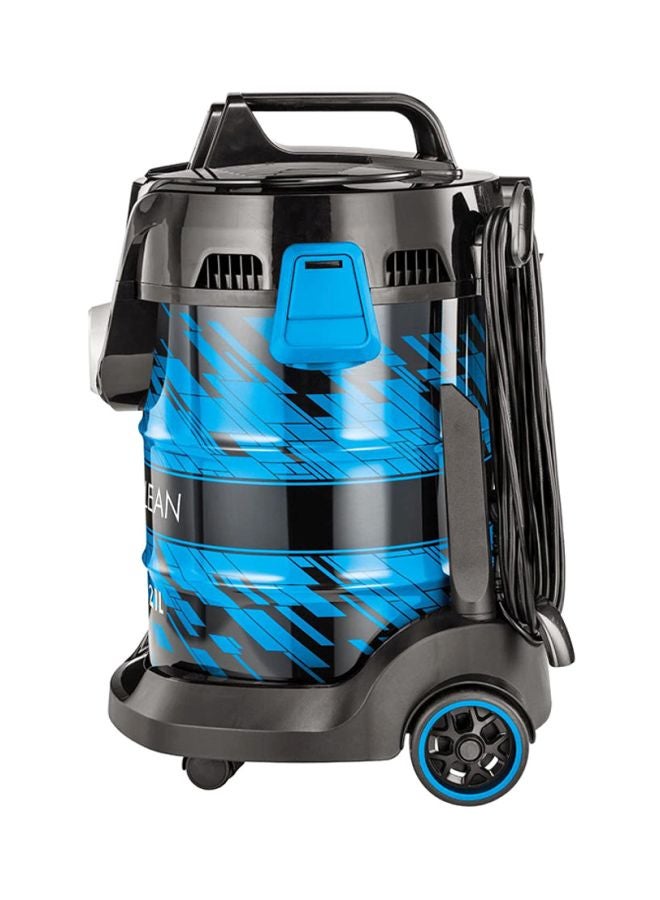 Drum PowerClean 2000W Dry 21L Vacuum Cleaner: Powerful Suction, High Capacity Tank, Onboard Storage, Enhanced Maneuverability - Ideal for Dry Messes on Floors and Off-Floor Cleaning 21 L 2000 W 2027E Blue/Black