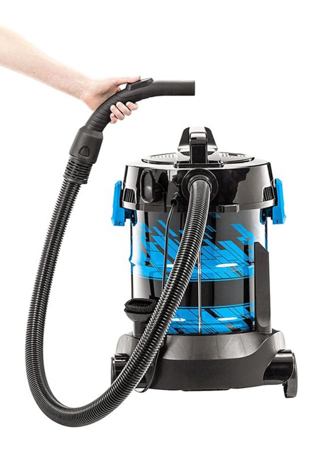 Drum PowerClean 2000W Dry 21L Vacuum Cleaner: Powerful Suction, High Capacity Tank, Onboard Storage, Enhanced Maneuverability - Ideal for Dry Messes on Floors and Off-Floor Cleaning 21 L 2000 W 2027E Blue/Black