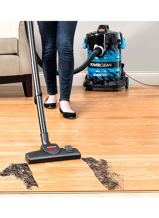 Drum PowerClean 2000W Dry 21L Vacuum Cleaner: Powerful Suction, High Capacity Tank, Onboard Storage, Enhanced Maneuverability - Ideal for Dry Messes on Floors and Off-Floor Cleaning 21 L 2000 W 2027E Blue/Black