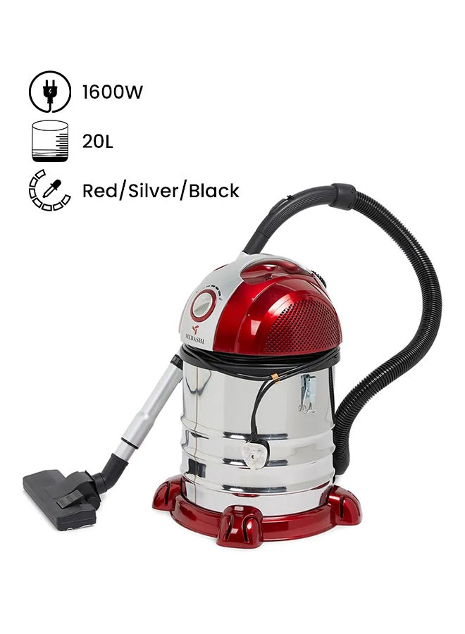 Drum Shape Vacuum Cleaner 1600W ME-DVC1004 Red/Silver/Black