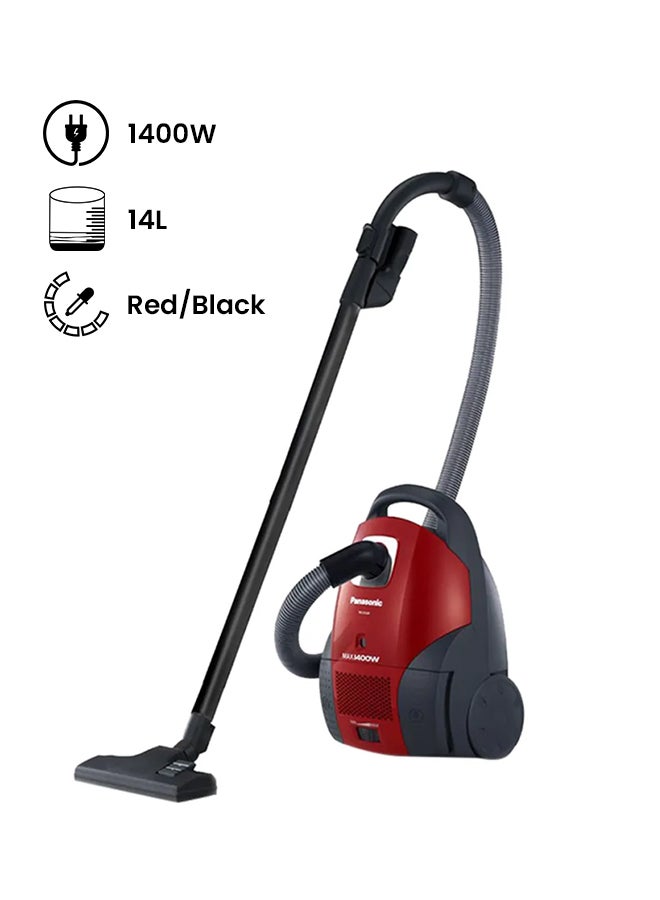 Vacuum Cleaner With 4L Dust Bag 1400W 14 L 1400 W MC-CG520R747 Red/Black