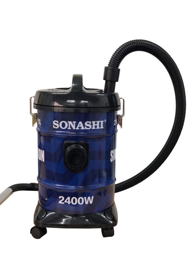 21 Liter Drum Vacuum Cleaner | Large Capacity of 21 Litres with Dust Full Indicator, Blow Function | Multi-Stage Filtration with Strong Suction Power | Vacuum Cleaner 2400 W SVC-9008DN Blue/Black