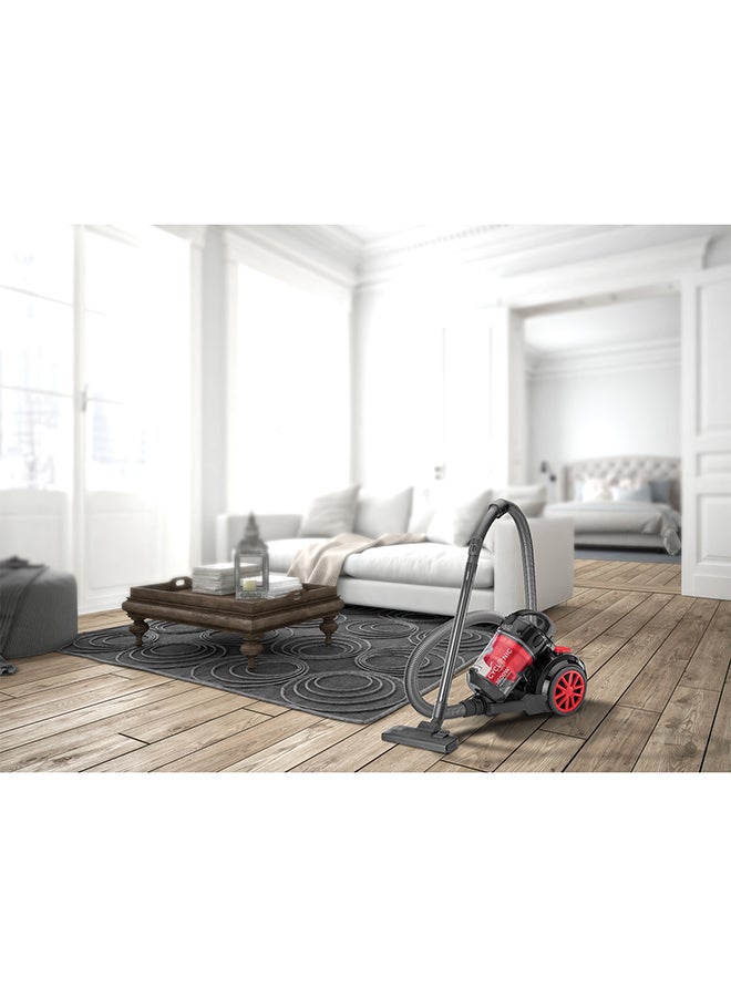 Multi-Cyclonic Bagless Corded Canister Vacuum Cleaner with 6 Stage Filtration, 20 kPa Suction Power, 2.5 L 1400 W VM1680-B5 Black/Red/Grey