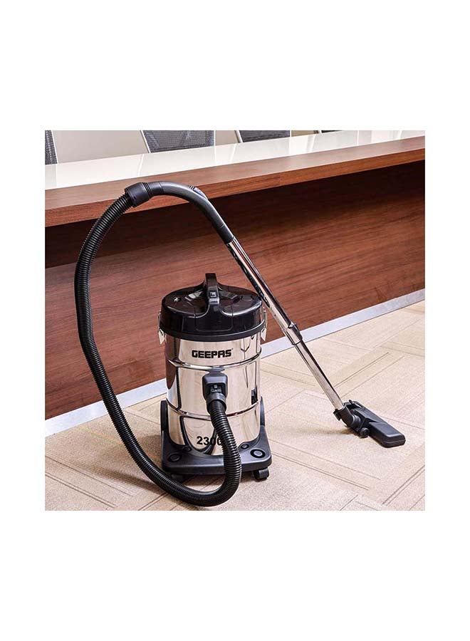 2-in-1 Blow and Dry Vacuum Cleaner, Powerful Copper Motor, Stainless Steel Tank - Dust Full Indicator - 2-Year Warranty 23 L 2300 W GVC2597 Silver/Black