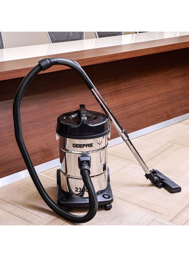 2-in-1 Blow and Dry Vacuum Cleaner, Powerful Copper Motor, Stainless Steel Tank - Dust Full Indicator - 2-Year Warranty 23 L 2300 W GVC2597 Silver/Black