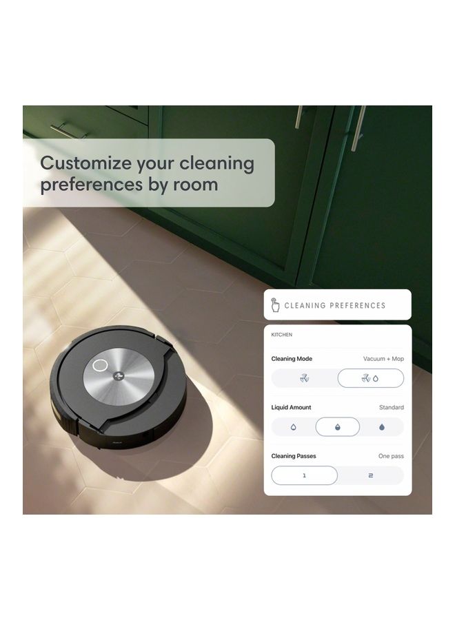 Roomba Combo j7+ Self-Emptying Robot Vacuum & Mop - Automatically vacuums and mops without needing to avoid carpets, Identifies & Avoids Obstacles, Smart Mapping, Alexa, Ideal for Pets 523 ml 30 W c755840 Black