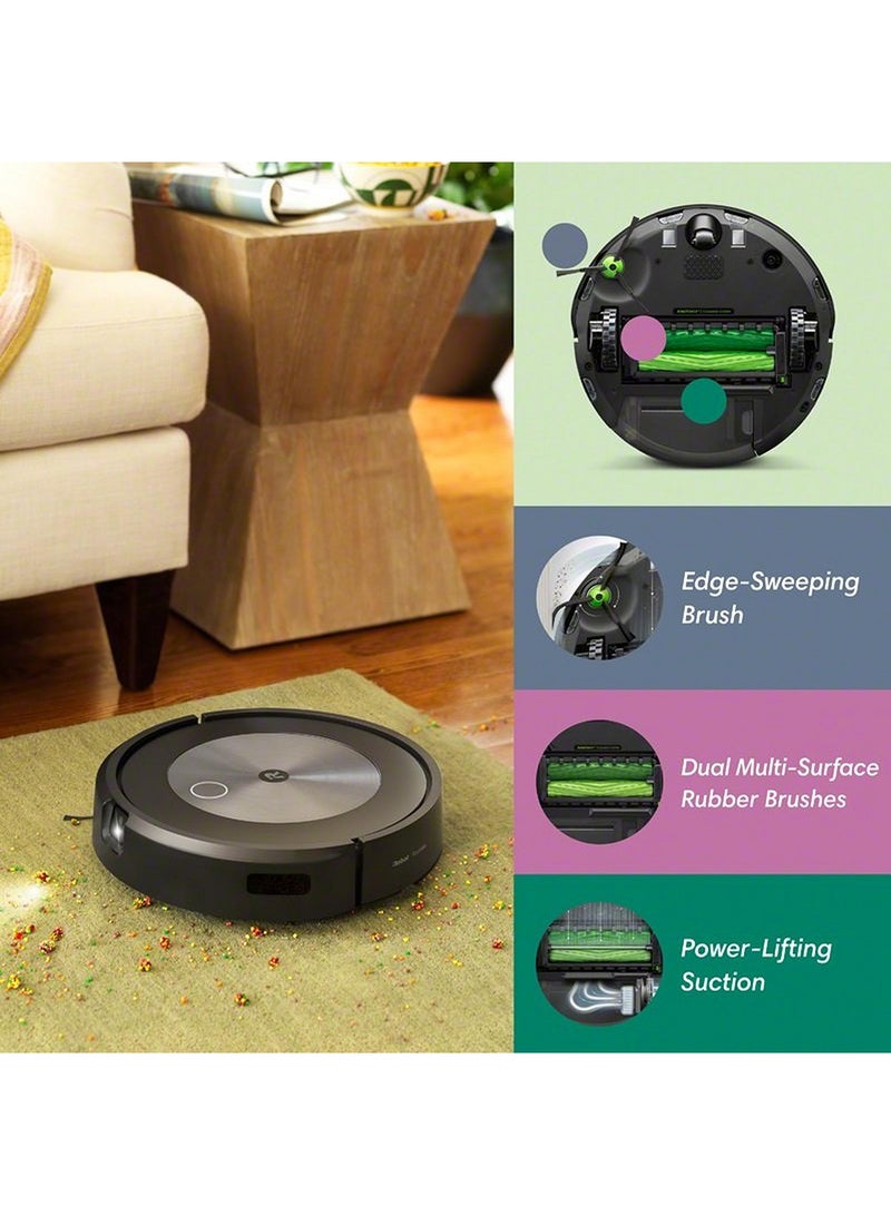 Roomba J7+  Wifi Connect Self-Emptying Robot Vacuum – Identifies And Avoids Obstacles Like Pet Waste & Cords, Empties Itself For 60 Days, Smart Mapping, Works With Alexa, Ideal For Pet Hair, Graphite 2.4 ml 600 W J755840 Black