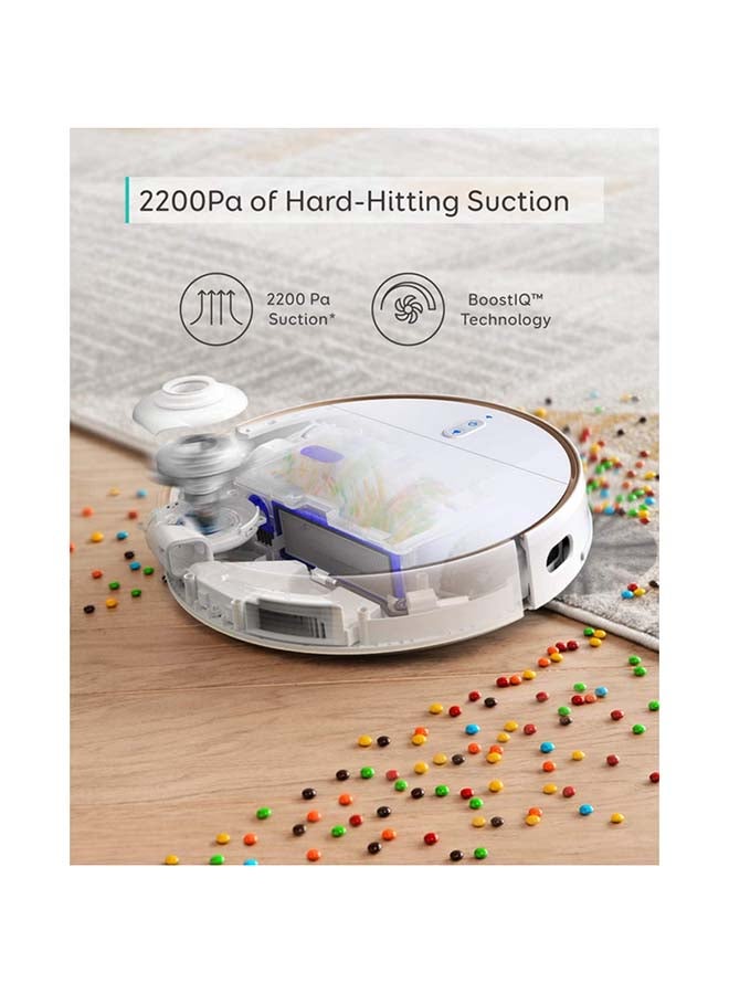 2-in-1 Robot Vacuum and Mop with iPath Laser Navigation for Hardwood Floor to Medium-Pile Carpets 0.5 L 72 kW T2190 White