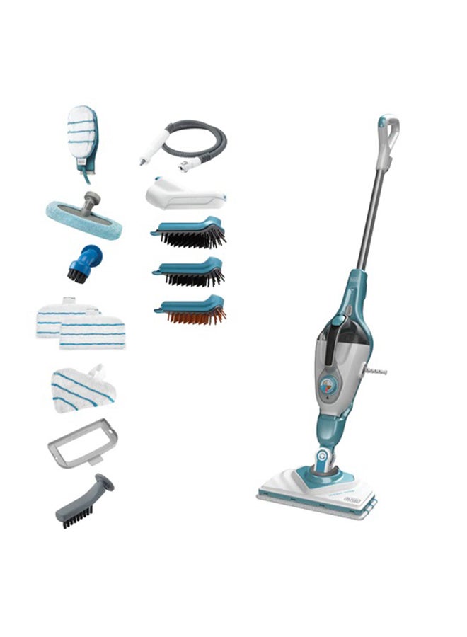 2-In-1 Steam Mop Delta Head And SteaMitt With 15 Accessories 1600 W BHSM1610DSM-GB White/Aqua