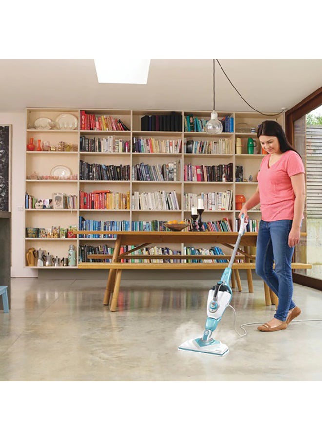 2-In-1 Steam Mop Delta Head And SteaMitt With 15 Accessories 1600 W BHSM1610DSM-GB White/Aqua