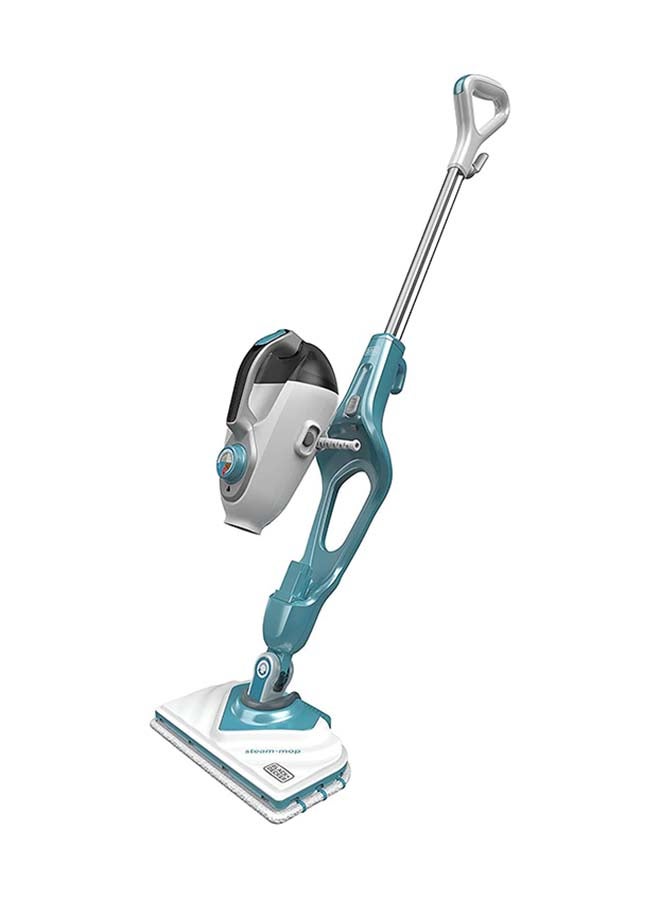 2-in-1 Steam Mop, Fast Heat-Up, Delta Head, Steam Mitt, 11 Accessories, Kills 99.9% of Germs, Auto Select, Microfiber Pad, ECO Friendly, 1600 W BHSM166DSM-GB White/Aqua