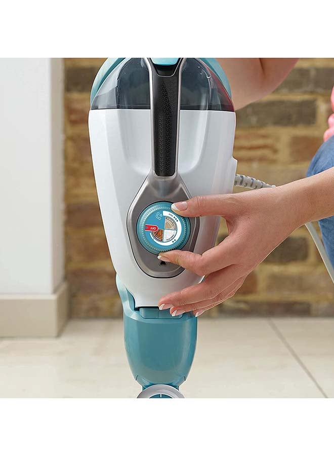 2-in-1 Steam Mop, Fast Heat-Up, Delta Head, Steam Mitt, 11 Accessories, Kills 99.9% of Germs, Auto Select, Microfiber Pad, ECO Friendly, 1600 W BHSM166DSM-GB White/Aqua