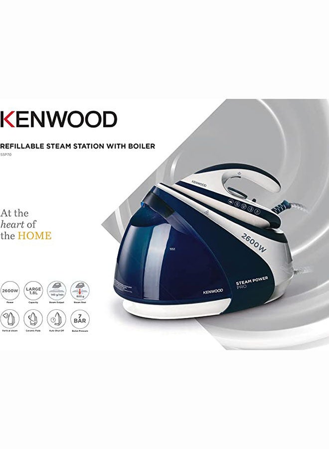 Steam Generator Iron with Boiler, 7 bar, Up to 600g/min steam shot 1.8 L 2600 W SSP70.000WB Blue/White