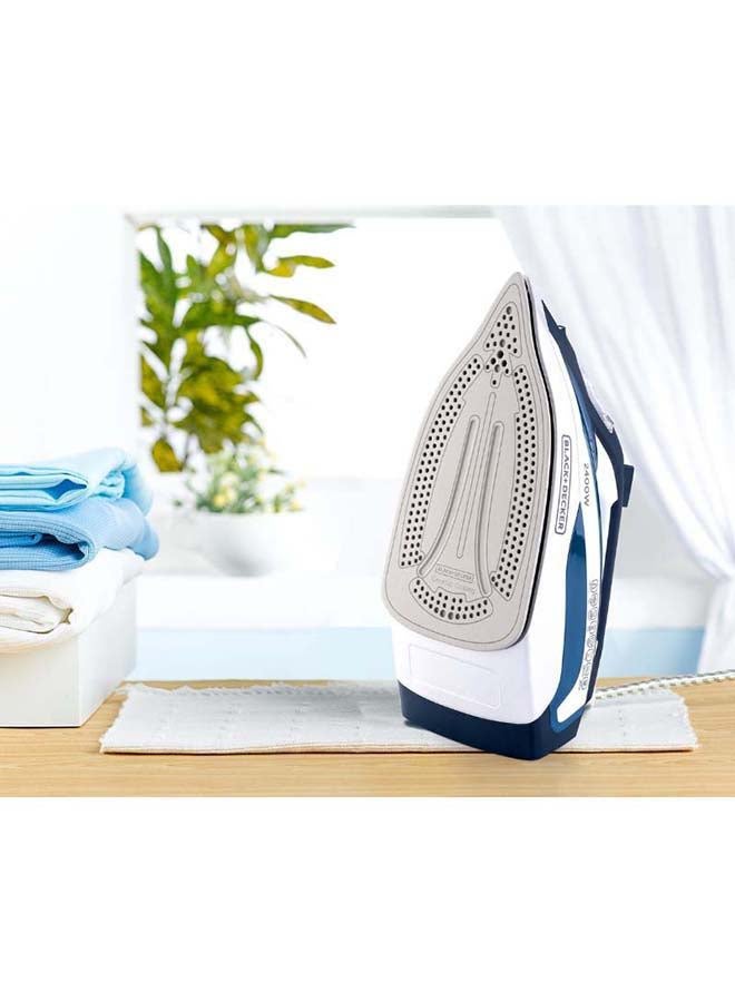 Steam Iron, 380ml Water Tank, Ceramic-Coated Soleplate, Anti-Drip, Anti-Calc, Auto Shutoff, Vertical Steam, Self-Clean, Steam Burst, 35g/min Continuous Steam, 380 ml 2400 W X2150-B5 Blue/White