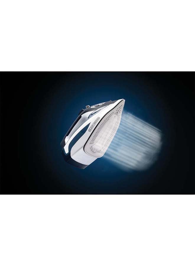 Steam Iron, 380ml Water Tank, Ceramic-Coated Soleplate, Anti-Drip, Anti-Calc, Auto Shutoff, Vertical Steam, Self-Clean, Steam Burst, 35g/min Continuous Steam, 380 ml 2400 W X2150-B5 Blue/White