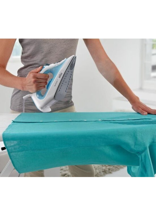 Steam Iron, 120g Steam Shot per Minute, Super Ceramic Soleplate, Self Clean, Anti Drip, Water Spray, 50% Energy Saving, 220 ml 2000 W SI1050BL White/Blue
