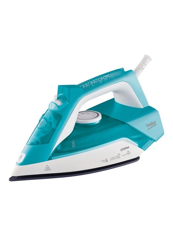 Steam Iron, Ceramic Coated Soleplate with Steam Pools, 3-Way Auto shut-off, Anti-Drip 240 ml 2200 W SIM3122T Turquoise
