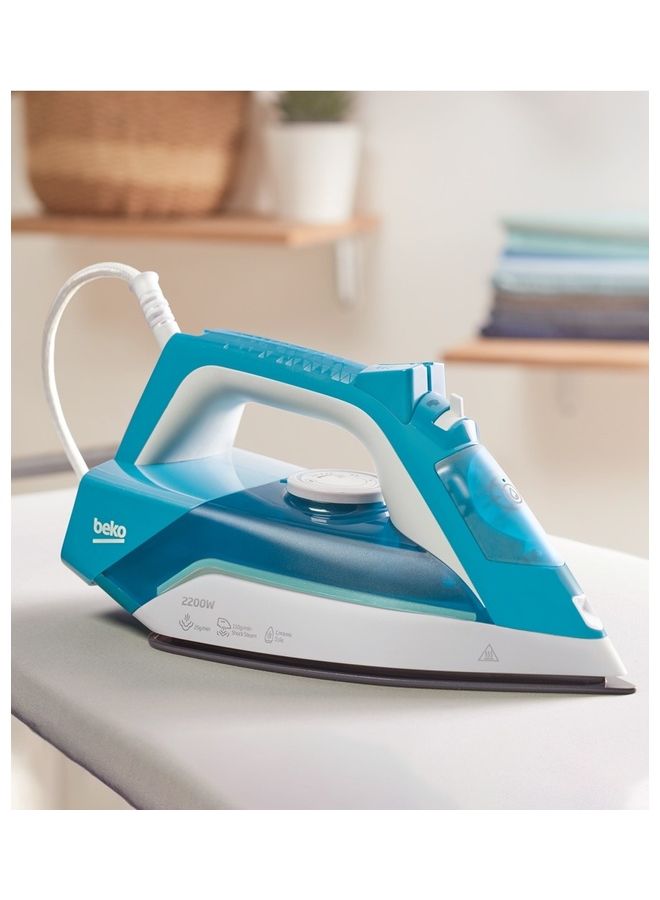 Steam Iron, Ceramic Coated Soleplate with Steam Pools, 3-Way Auto shut-off, Anti-Drip 240 ml 2200 W SIM3122T Turquoise