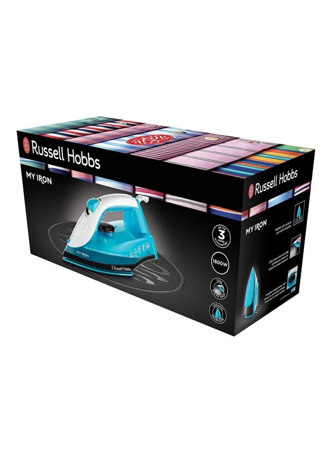 Steam Iron ,Ceramic Soleplate, 260ml Tank, 2m Cord, Self-Clean 260 ml 1800 W 25580 Blue