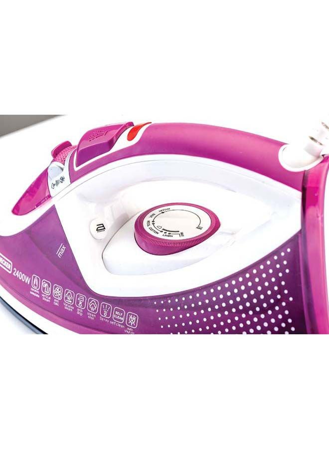 Steam Iron, Ceramic Soleplate, 2-Way Auto Shutoff, Variable Steam Control, Vertical Steam, Anti-Calc System, Self-Clean Function, 60g/min Boost, 320 ml 2400 W X2450-B5 Purple/White