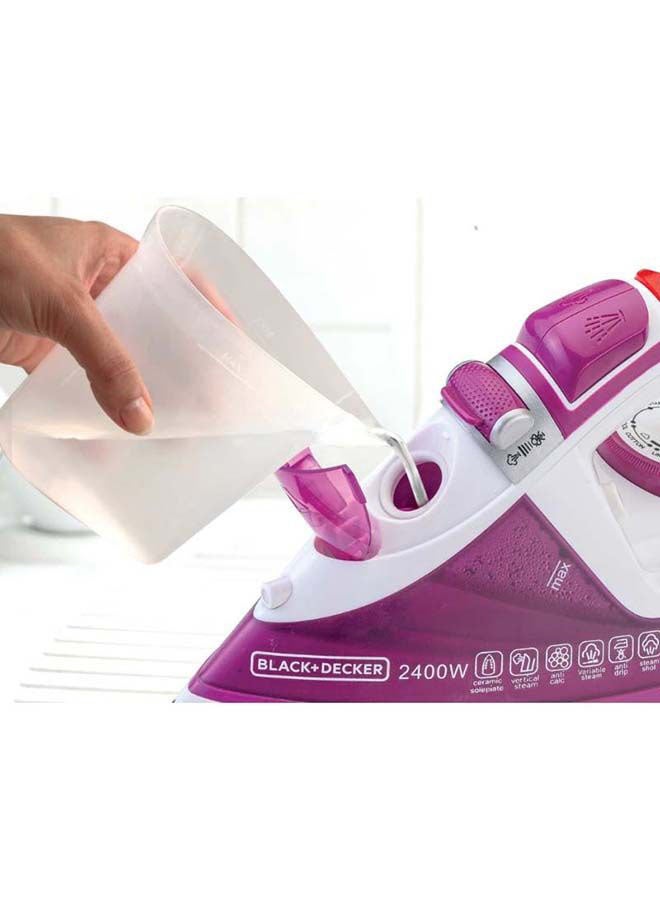 Steam Iron, Ceramic Soleplate, 2-Way Auto Shutoff, Variable Steam Control, Vertical Steam, Anti-Calc System, Self-Clean Function, 60g/min Boost, 320 ml 2400 W X2450-B5 Purple/White
