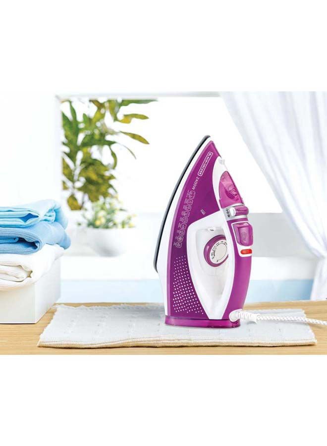 Steam Iron, Ceramic Soleplate, 2-Way Auto Shutoff, Variable Steam Control, Vertical Steam, Anti-Calc System, Self-Clean Function, 60g/min Boost, 320 ml 2400 W X2450-B5 Purple/White