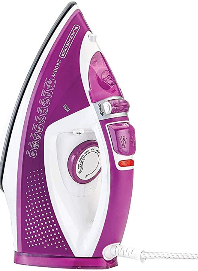 Steam Iron, Ceramic Soleplate, 2-Way Auto Shutoff, Variable Steam Control, Vertical Steam, Anti-Calc System, Self-Clean Function, 60g/min Boost, 320 ml 2400 W X2450-B5 Purple/White