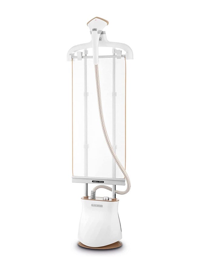 Twin Pole Garment Steamer, Fast Heating, 35g/min Steam Rate, 6 Steam Levels, Stainless Steel Head, Auto Cut-Off,Extended Steaming Capacity, 1.5 L 2400 W GST2400-B5 White/Gold