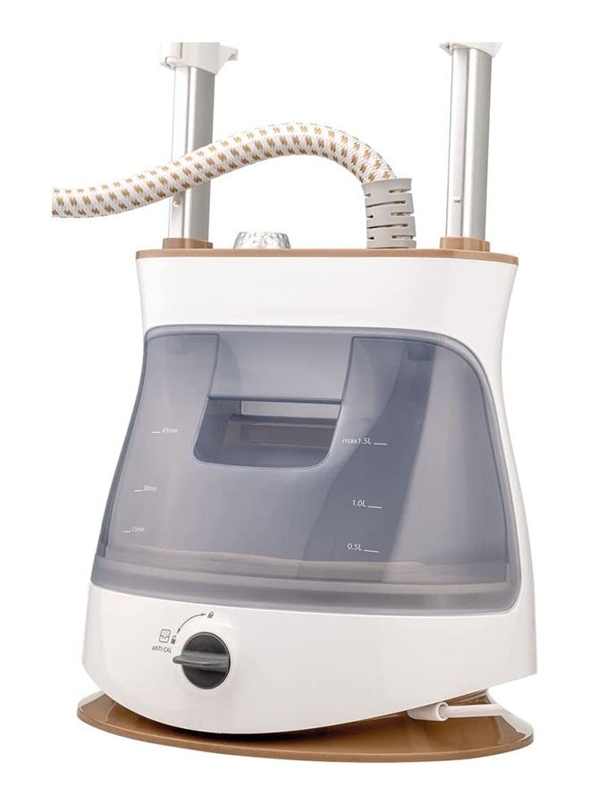 Twin Pole Garment Steamer, Fast Heating, 35g/min Steam Rate, 6 Steam Levels, Stainless Steel Head, Auto Cut-Off,Extended Steaming Capacity, 1.5 L 2400 W GST2400-B5 White/Gold