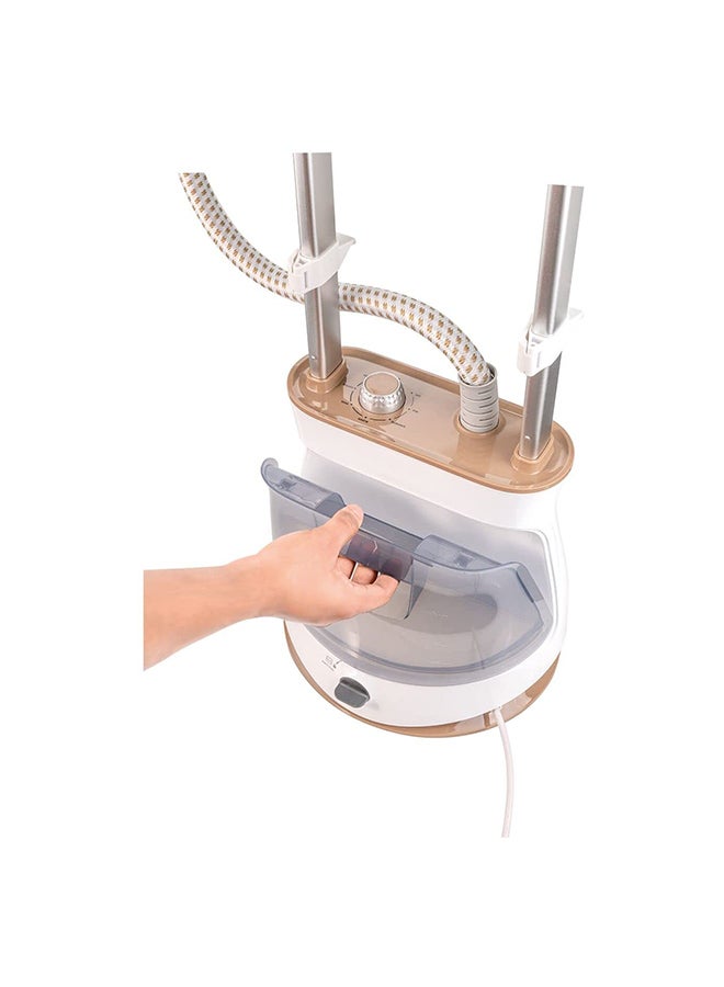 Twin Pole Garment Steamer, Fast Heating, 35g/min Steam Rate, 6 Steam Levels, Stainless Steel Head, Auto Cut-Off,Extended Steaming Capacity, 1.5 L 2400 W GST2400-B5 White/Gold