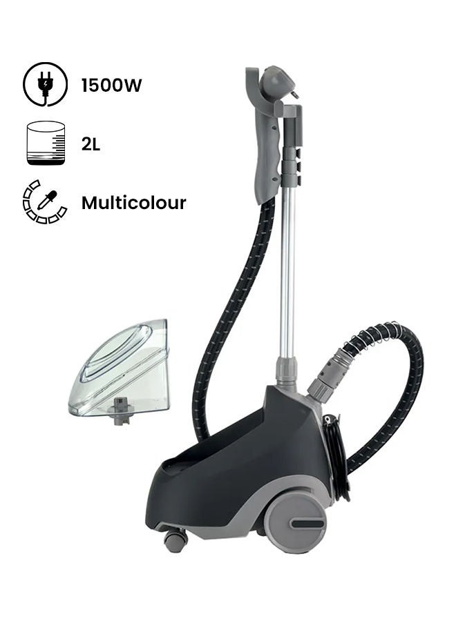 Garment Steamer With 2L Water Tank Capacity, Rotary Wheels, Folding Rack, Trouser Press, Glove 2 L 1500 W GSP65 Black
