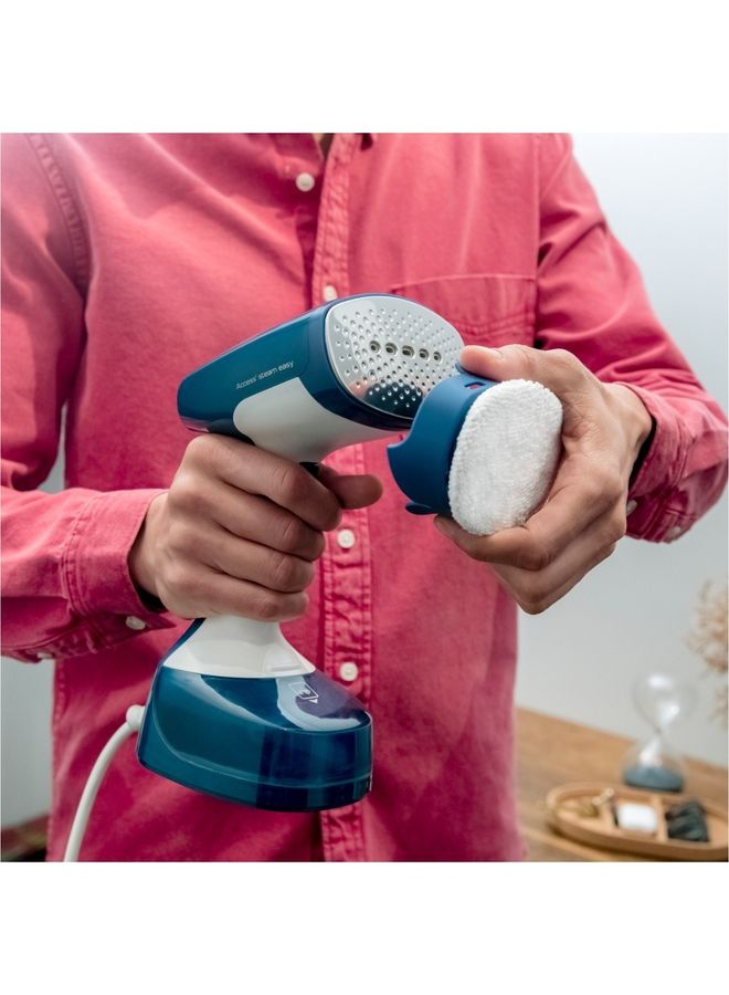 Garment Steamer | Access Steam Easy Handheld Garment Steamer |Steam Output Up to 25 g/Min. | Rapid 15-Second Heat-Up |Sanitizing |Light | Door Hook |Steamers clothes | 2 Years Warranty 500 ml DT7130G0 White & blue