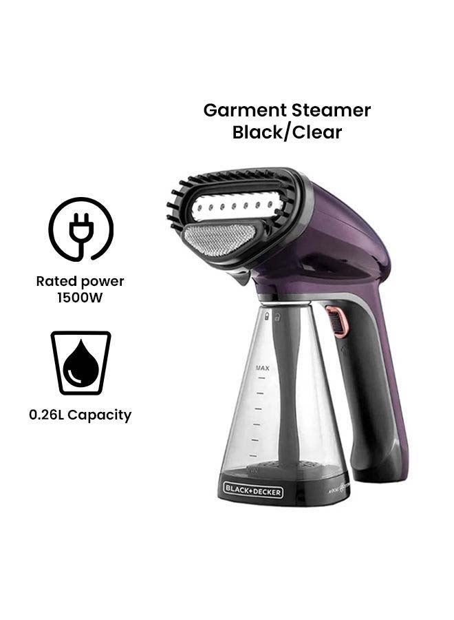 Portable Garment Steamer, Universal Bottle Adapter, Fine Mist Spray, Ergonomic Compact Design, Effective on All Fabrics, 0.26 L 1500 W HST1500-B5 Dark Purple