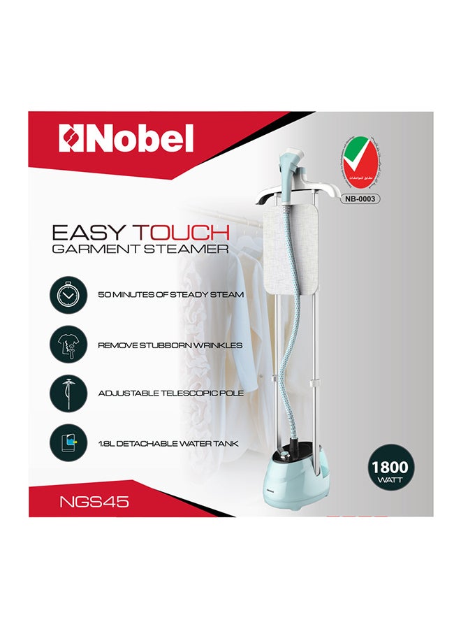 Garment Steamer with Detachable water Tank Adjustable Telescopic Pole & 35g/min Steam Flow 1.8 L 1800 W NGS45 Light Green