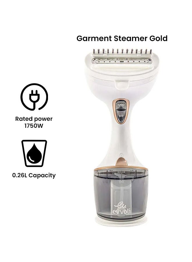 Handheld Portable Garment Steamer With Auto Shut-Off 0.26 L 1750.0 W EVIR-HS1750G Gold