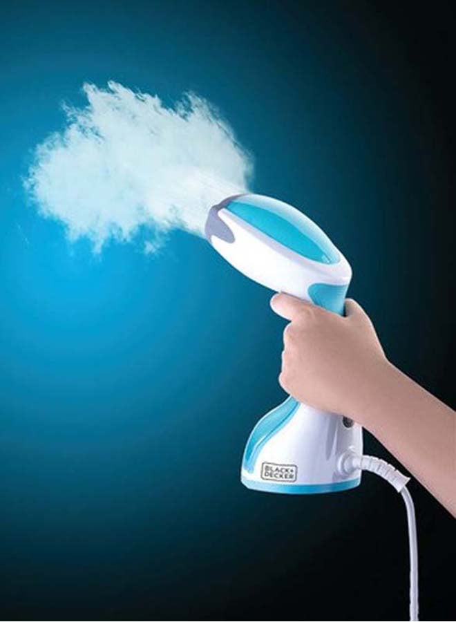 Handy Garment Steamer, Fast Heat-Up in 35 Seconds, 260ml Detachable Tank, Anti-Drip Technology, Continuous Steam Lock, Compact Design, Versatile Accessories, 0.26 L 1200 W HST1200 Blue/White