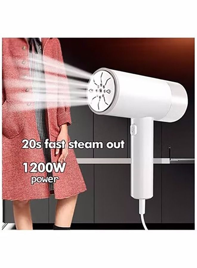 Powerful Handheld Clothes Steamer, 1200W Portable Hand Held Garment Steam Iron for Fabric, Perfect for Home and Travel (White)