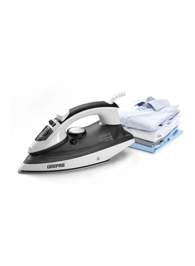 Ceramic Steam Iron - Temperature Control for Wet/Dry Crease Free Ironing | Steam Function & Self Cleaning Function, Fast Ironing And Ceremic Sole-Plate 200 ml 2000 W GSI7788 Black/White